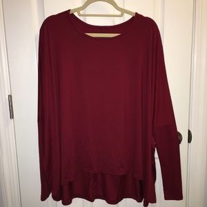 Ruby red dolman sleeve top